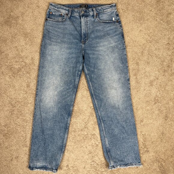 Abercrombie & Fitch Jeans Womens 31/12R Blue A&F Ultra High Rise Straight Baggy - Picture 1 of 9